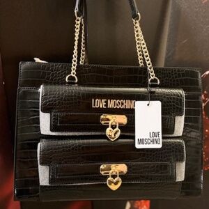 MOSCHINO TOTE WITH DOUBLE FRONT POCKETS